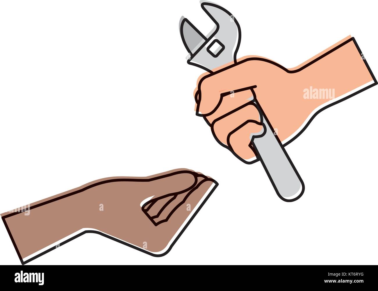 hands with wrench tool isolated icon vector illustration design Stock ...