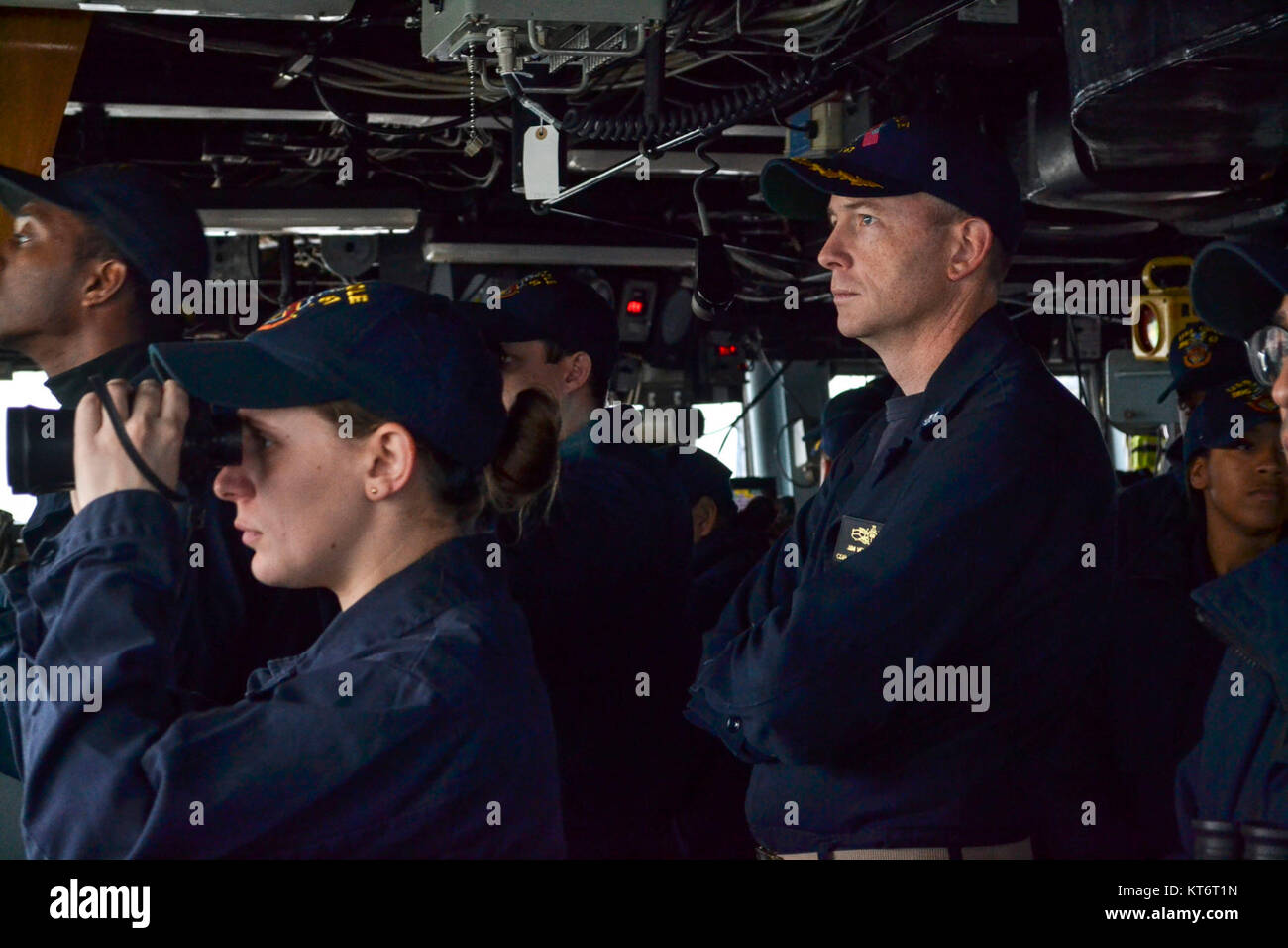 Commanding Officers Inspection Commanding officer Cmdr. Jim Von St. Paul surveys from the bridge ...