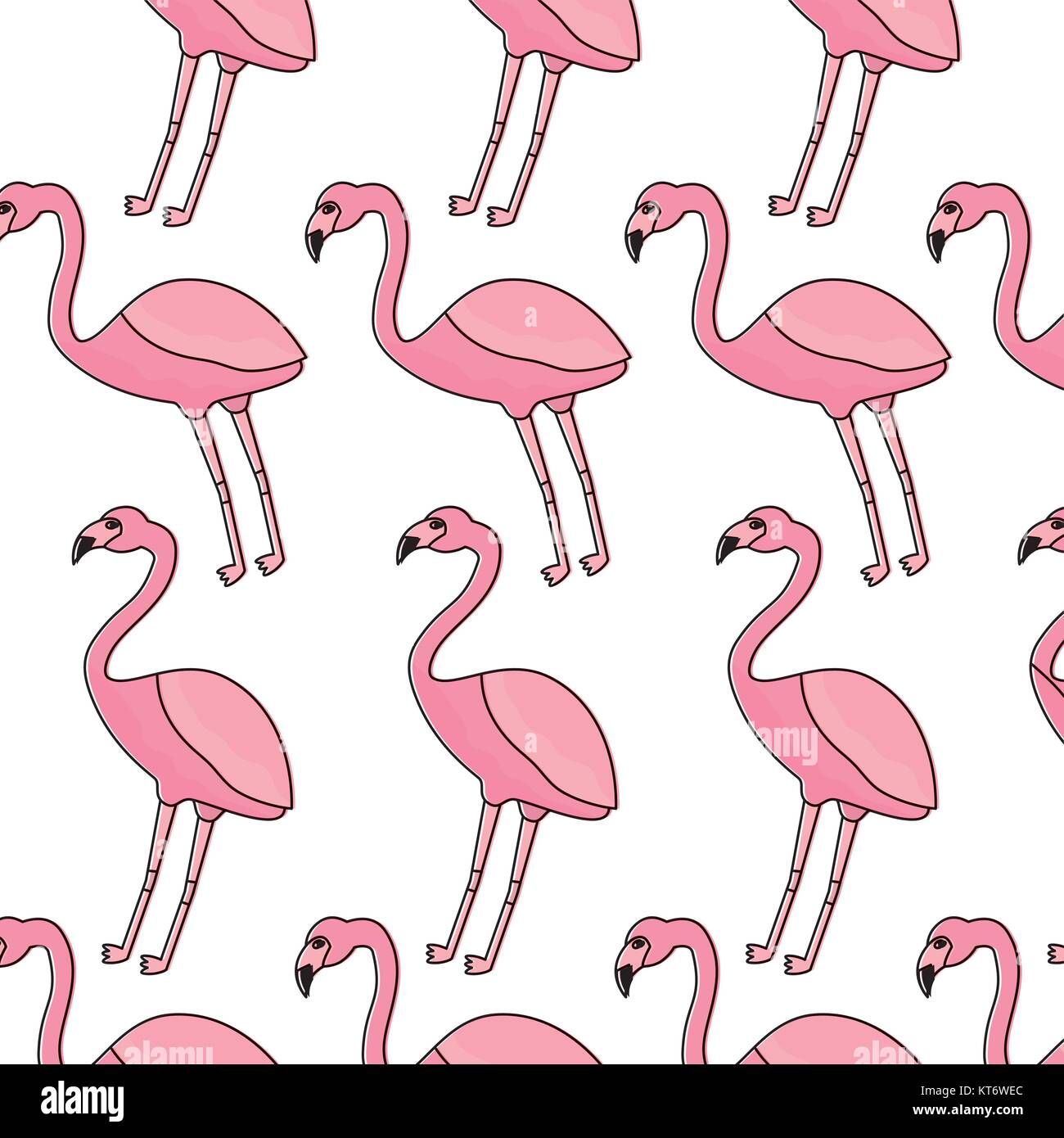pink flamingo exotic bird decorative seamless pattern vector ...