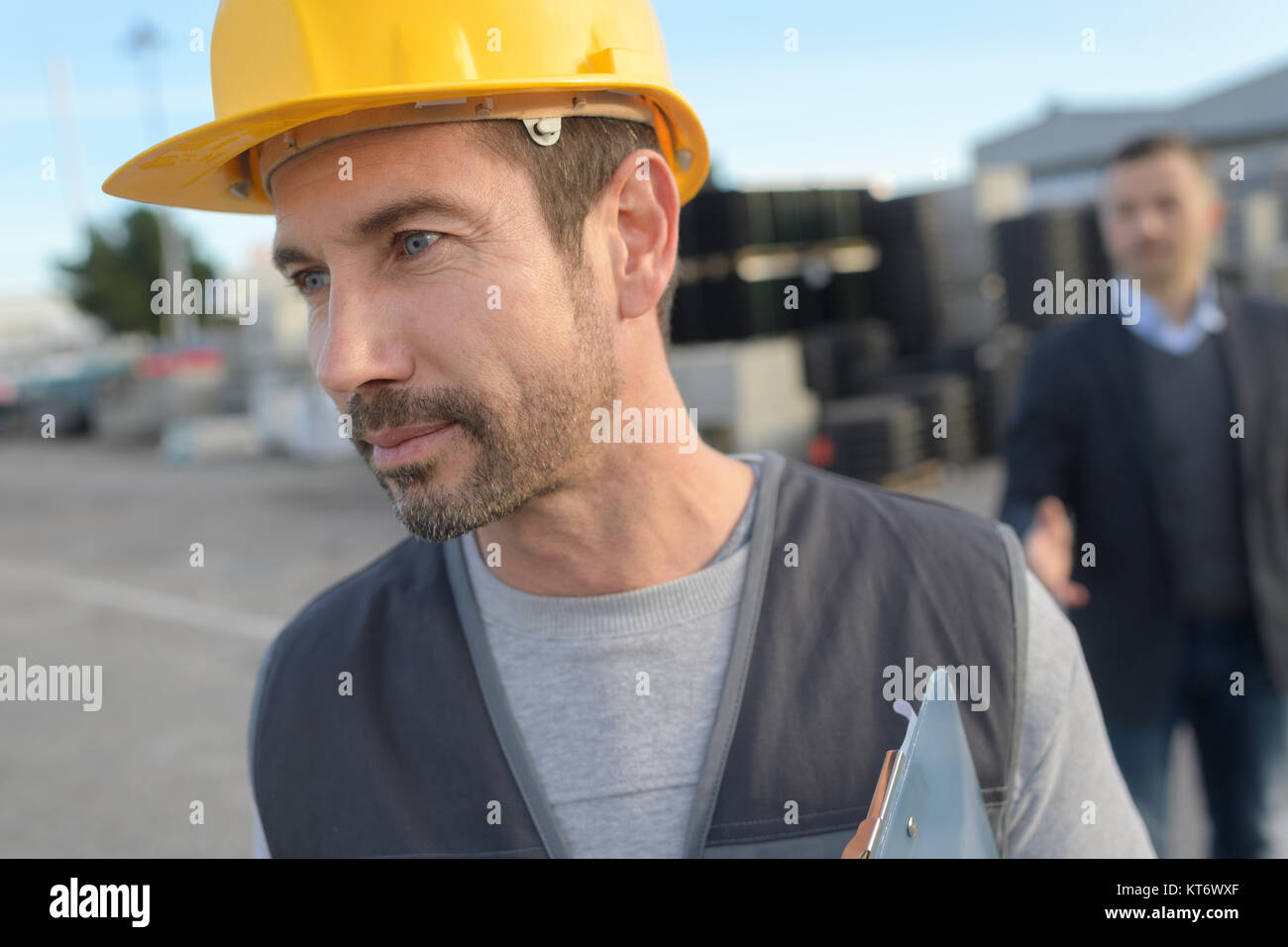 Worker With Yellow Helmet Stock Photo Alamy