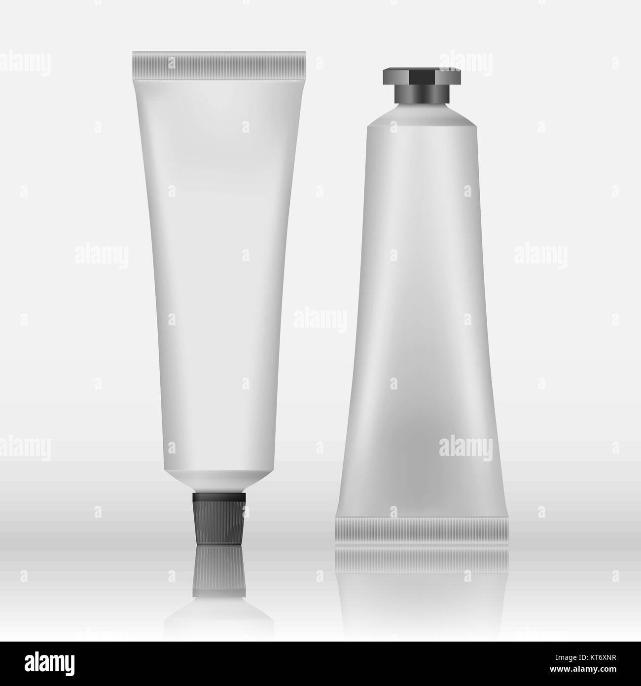 Packing White Realistic Tubes And Package For Cosmetics Isolated On White Background. Here Can Be Creams, Toothpaste, Gel, Sauce, Paint, Glue, Ointments, Lotions, Medicines Mockup For Your Design Stock Vector