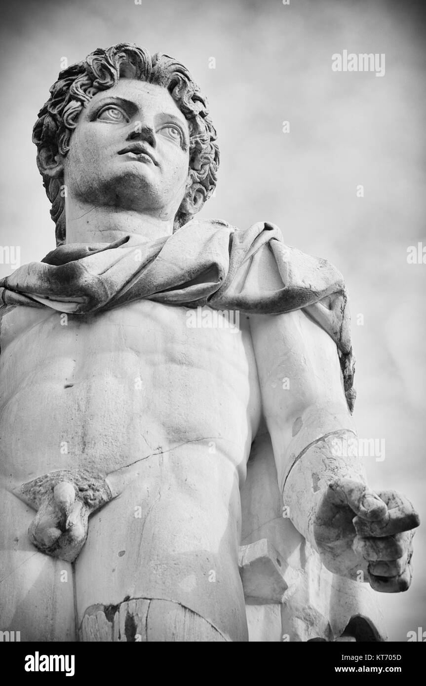 One of the statues of dioscuri in Campidoglio square, Rome. Stock Photo
