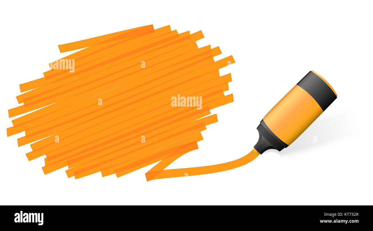 orange colored high lighter with marking for advertising usage Stock Photo
