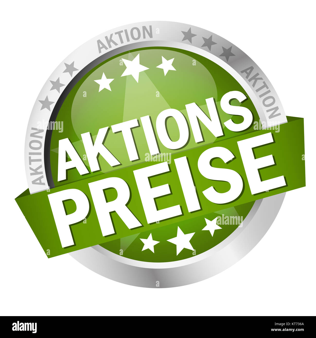 colored button with banner and text Aktionspreise Stock Photo