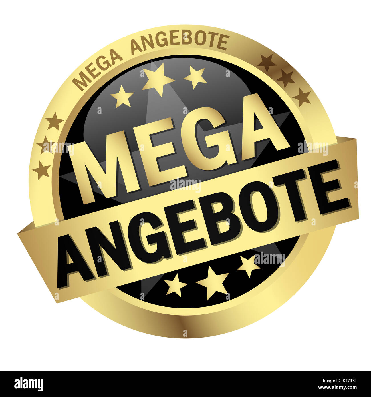 colored button with banner and text Mega Angebote Stock Photo