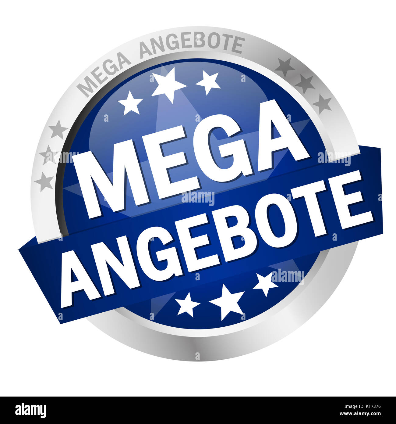 colored button with banner and text Mega Angebote Stock Photo