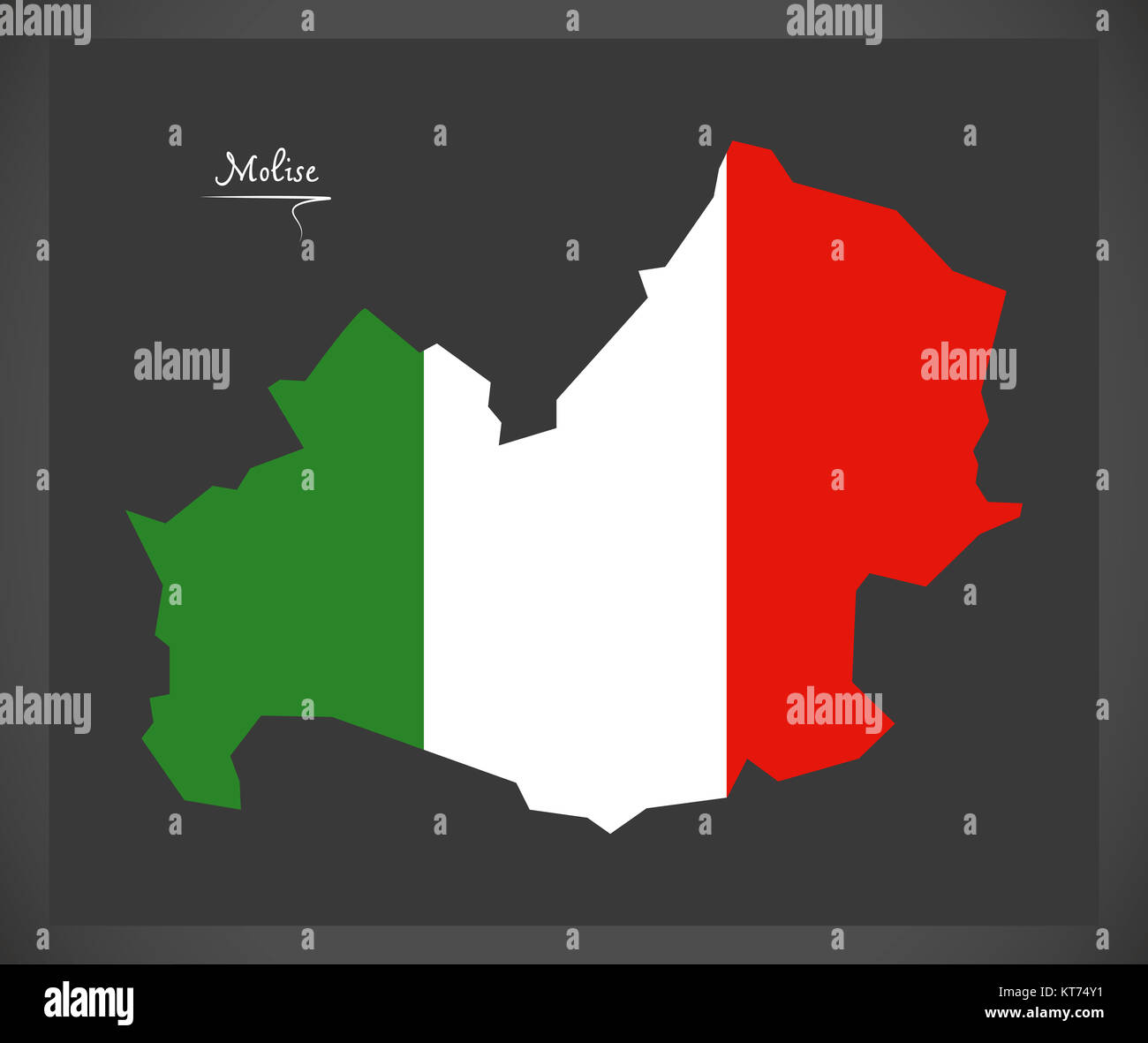 Molise map with Italian national flag illustration Stock Photo