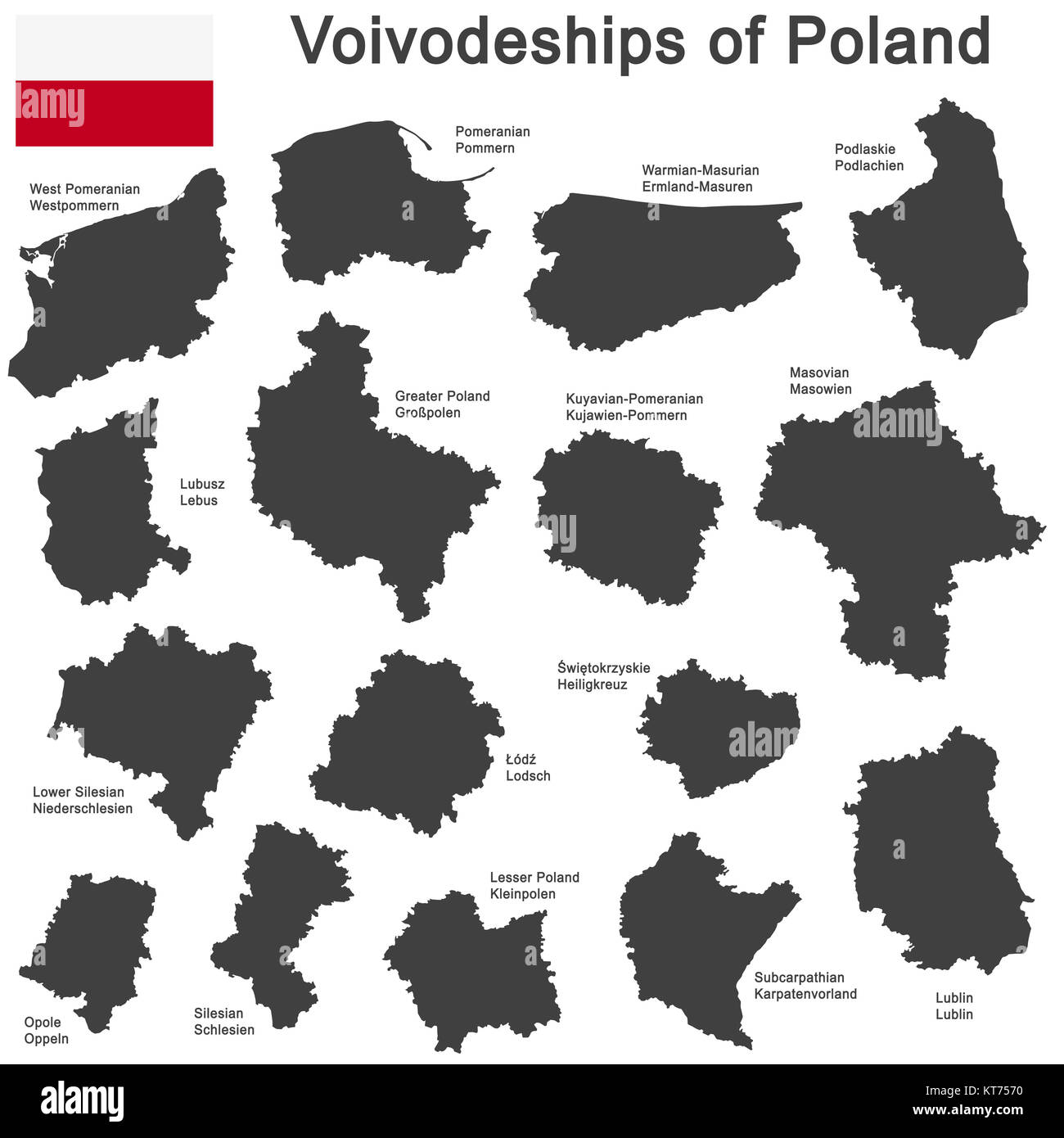 country poland and voivodeships Stock Photo