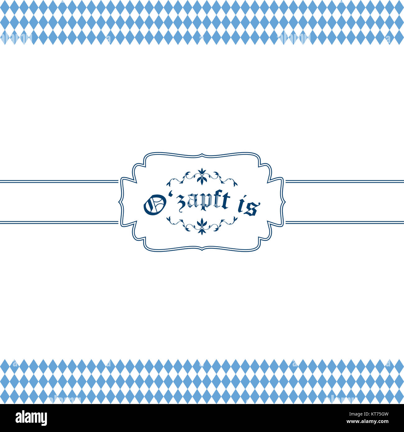 blue and white Oktoberfest banner with text O'zapft is Stock Photo