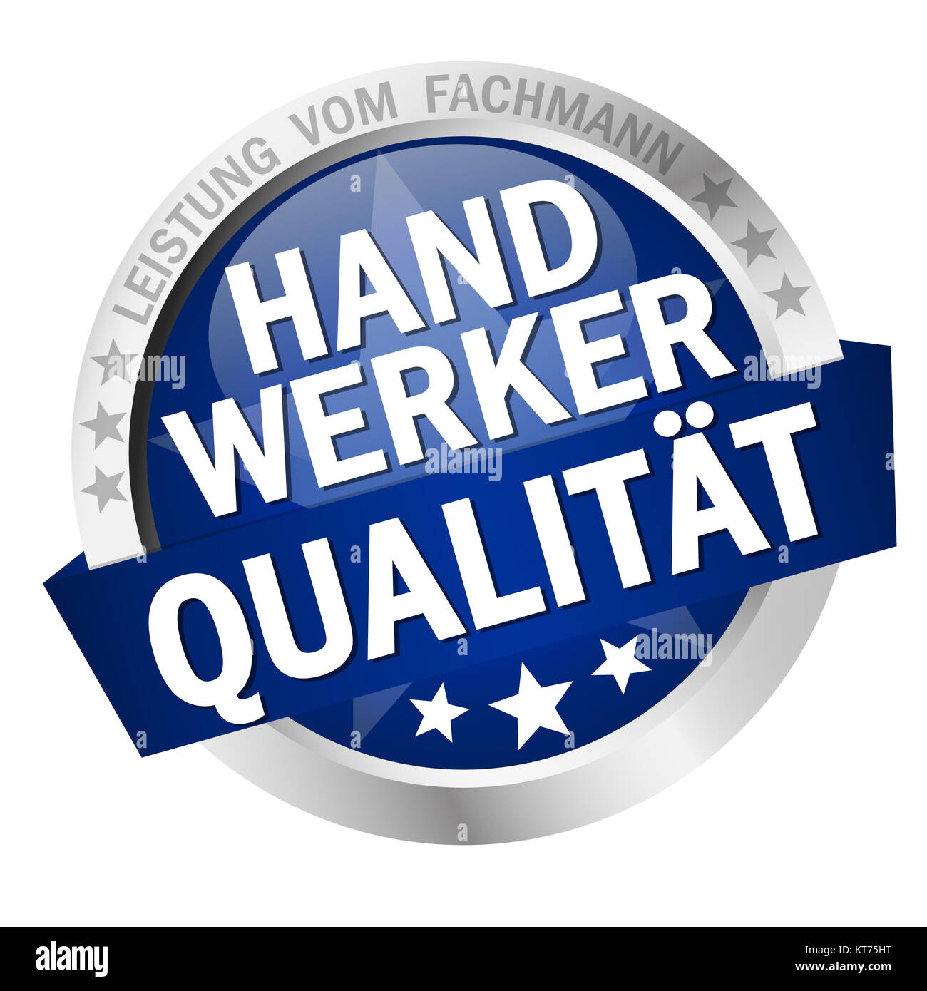 colored button with banner and text Handwerkerqualität Stock Photo