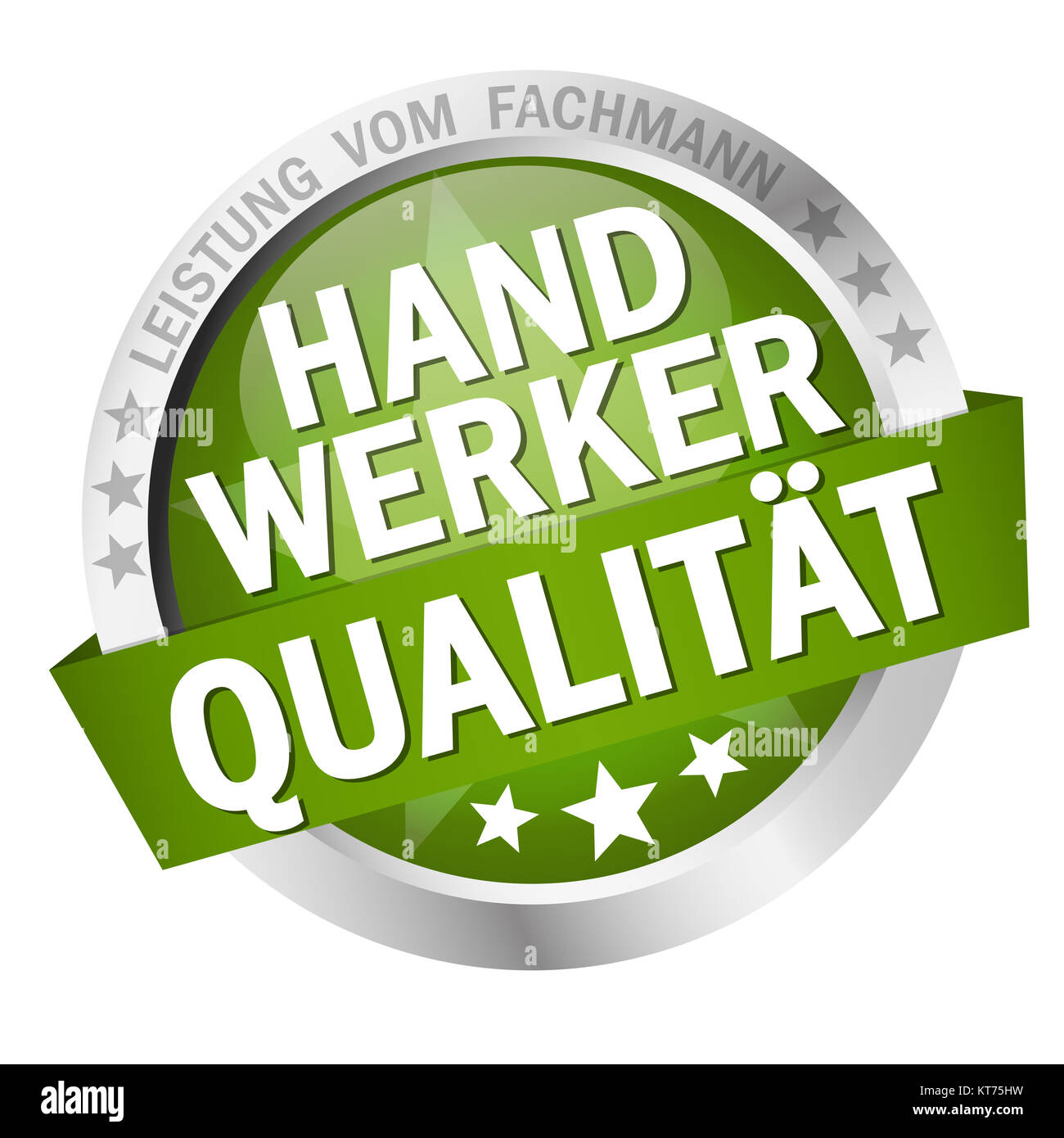colored button with banner and text Handwerkerqualität Stock Photo
