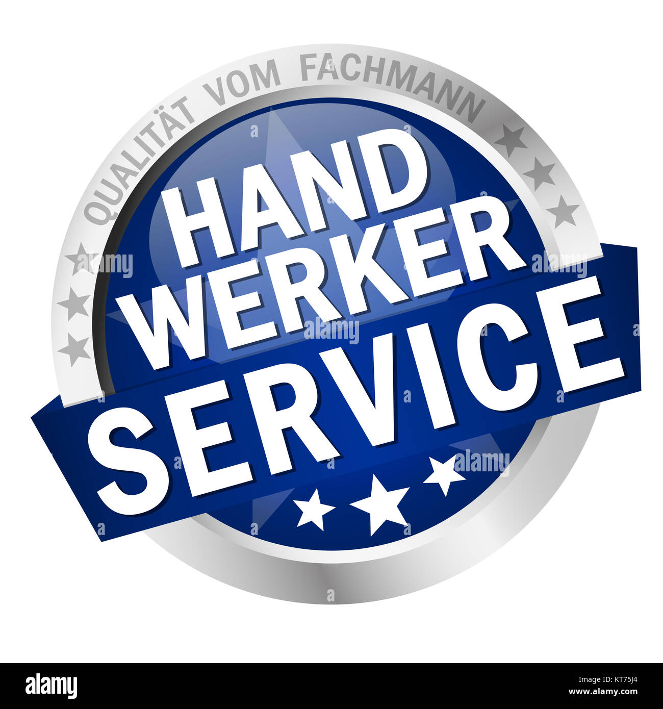 colored button with banner and text Handwerkerservice Stock Photo
