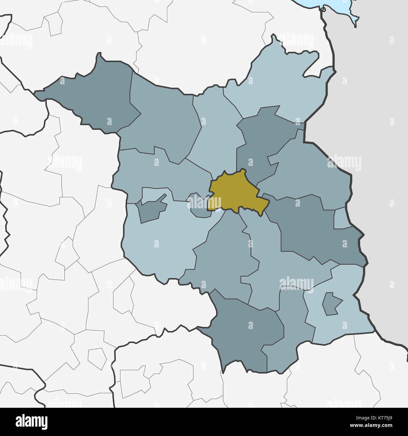 Map of Germany federal state Brandenburg with neighboring federal states Stock Photo