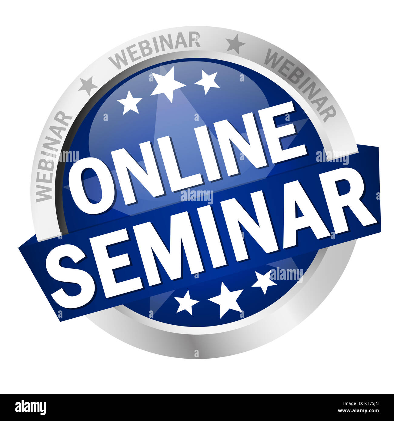 colored button with banner and text Online Seminar Stock Photo