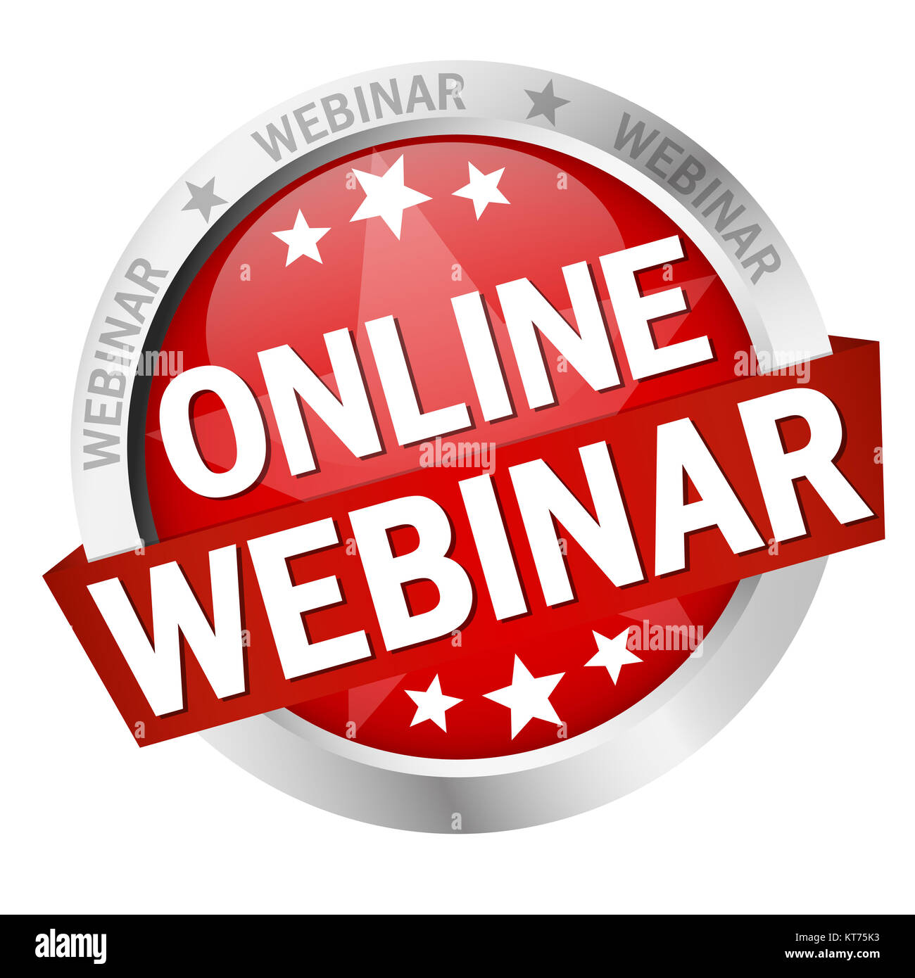 colored button with banner and text Online Webinar Stock Photo