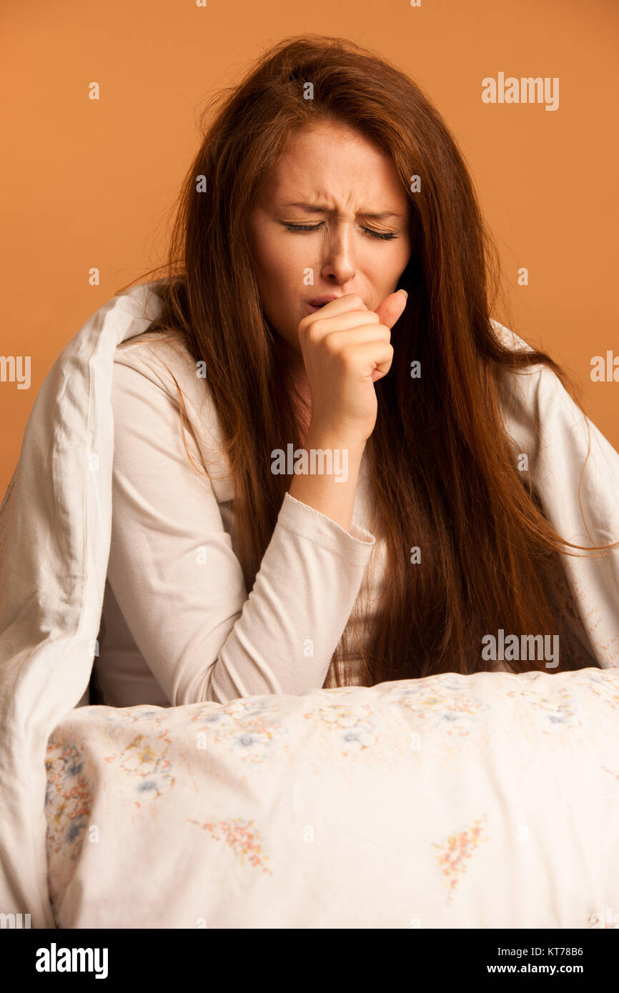 ill woman cough Stock Photo Alamy