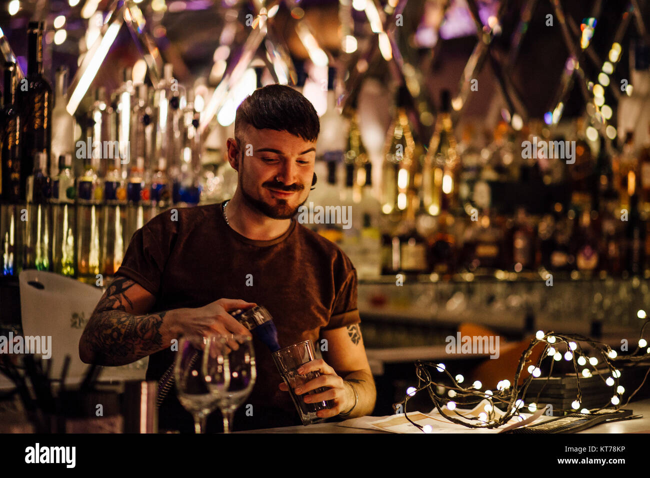 Bartender At Work Stock Photo Alamy