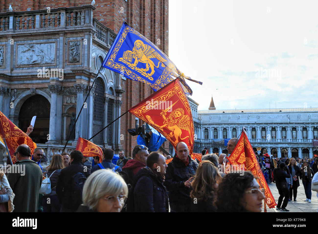 Venice flags, Bandiera Repubblica Veneta Stock Photo