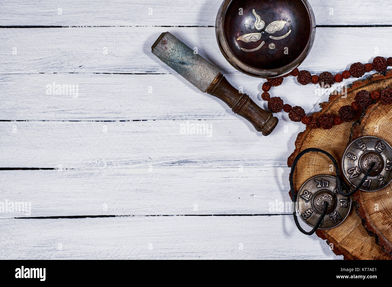 Singing bowl and other religious objects for meditation and relaxation