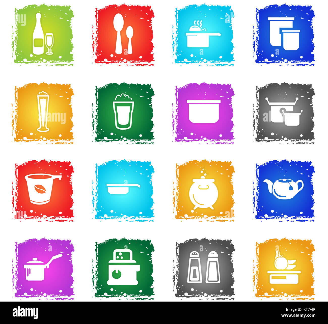 food and kitchen icon set Stock Photo - Alamy