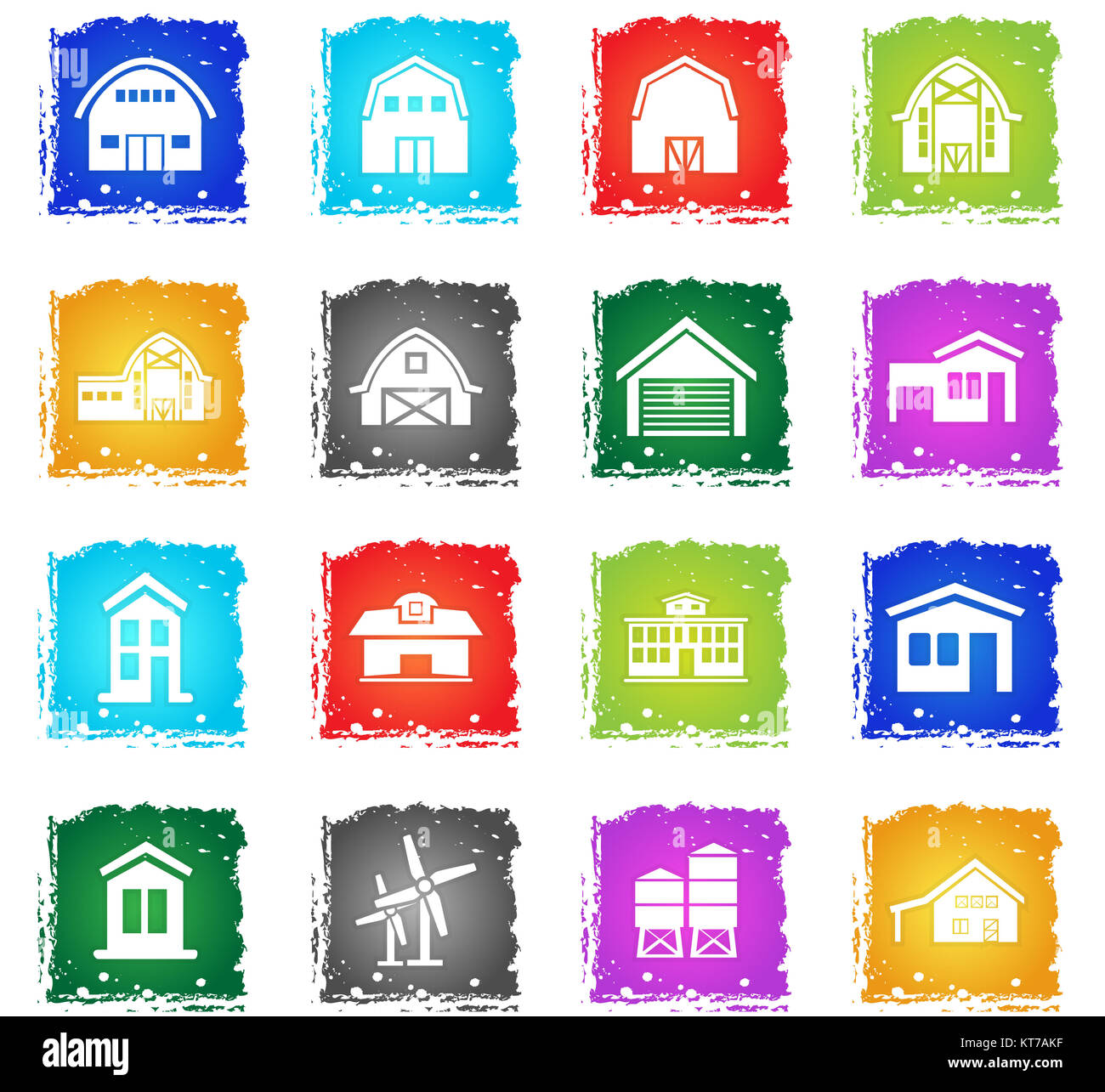 farm building icon set Stock Photo - Alamy