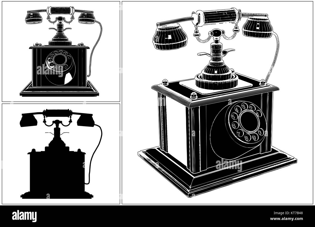 Antique Retro Phone Isolated On White Stock Photo - Alamy