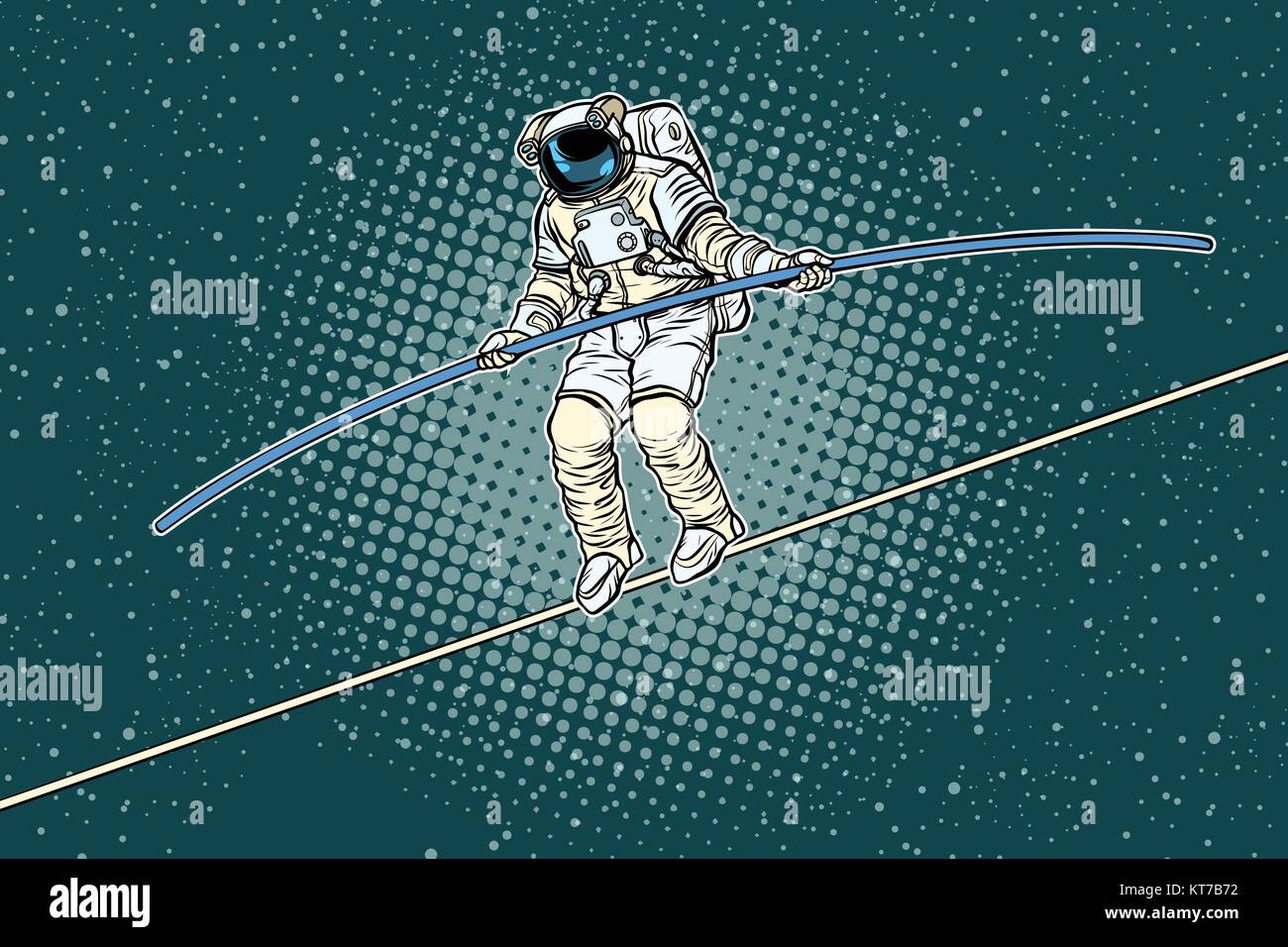 Astronaut tightrope Walker, the risks of a researcher of science Stock Vector