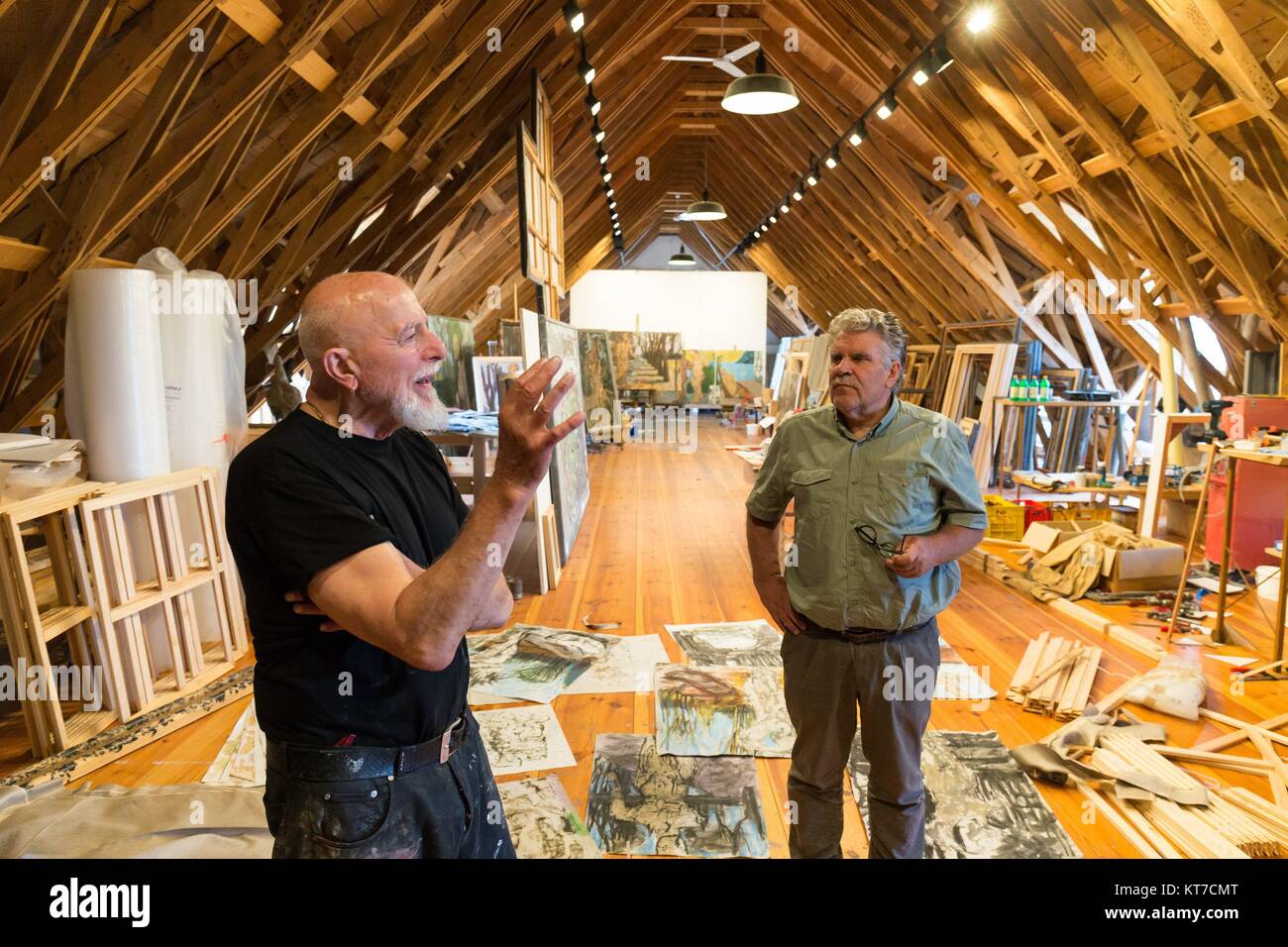 Famous German artist Markus Luepertz in his studio in Maerkisch ...