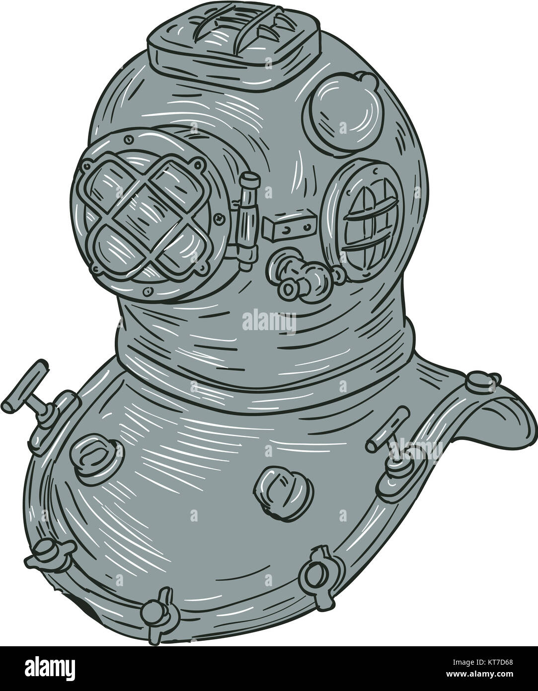 Old School Diving Helmet Drawing Stock Photo Alamy