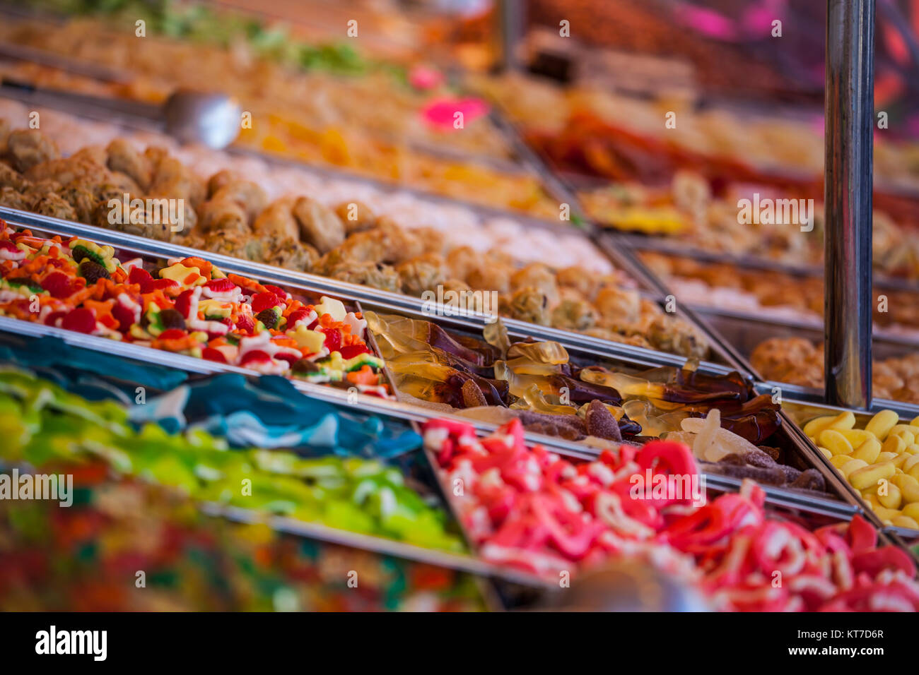 colorful candies and jellies close up Stock Photo