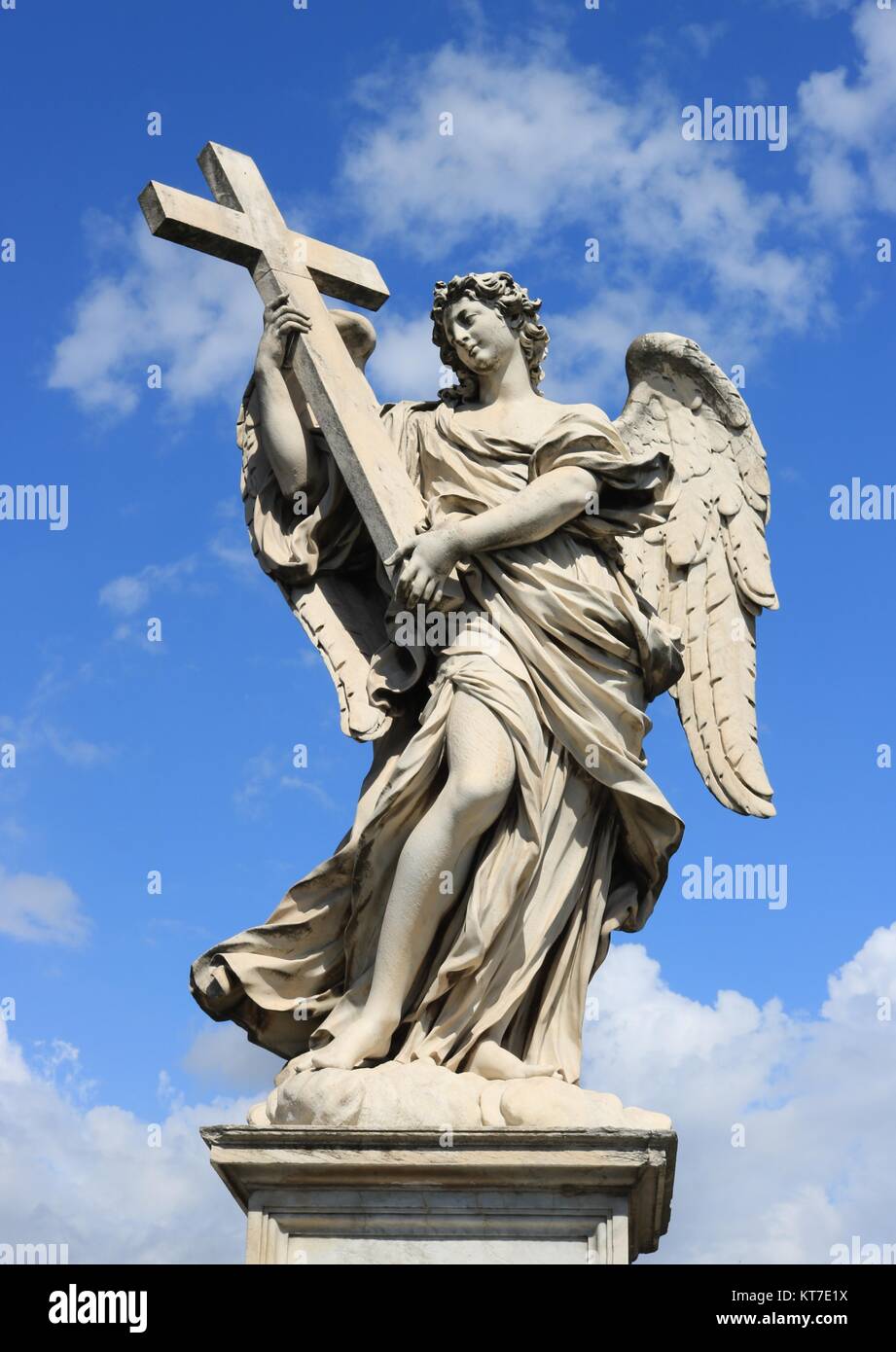 Sculpture of 'Angel with the Cross' from Ponte Sant'Angelo, also known as  the Bridge of Angels in Rome, Italy Stock Photo - Alamy