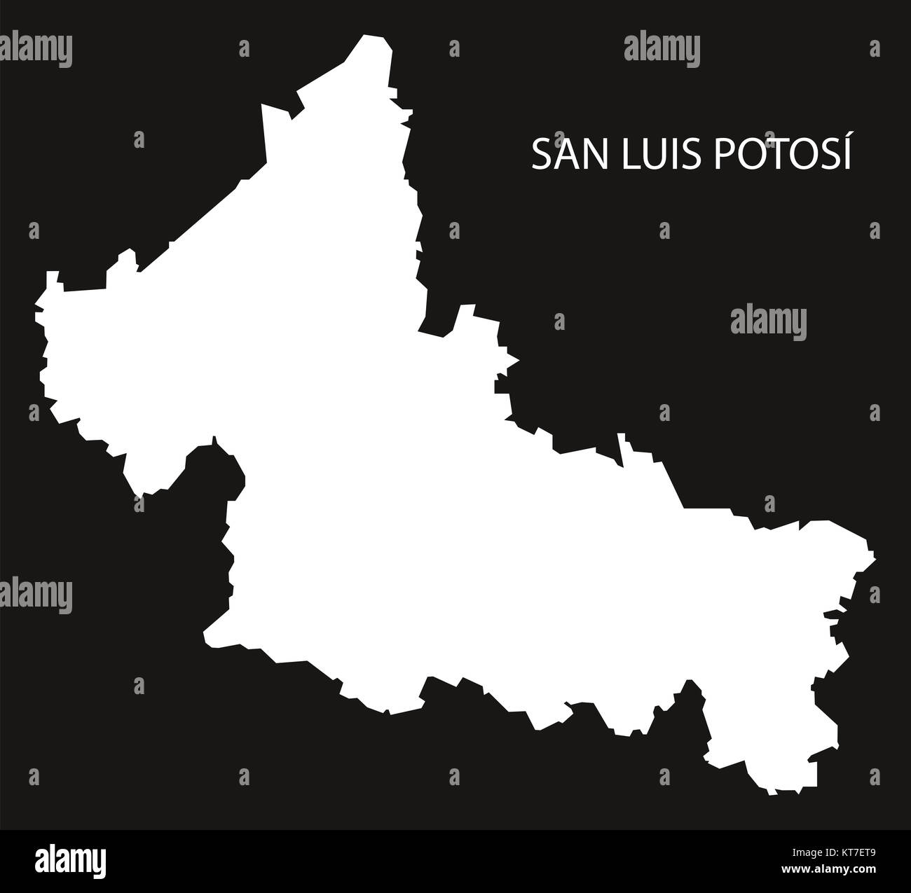San Luis Potosi Mexico Map black inverted silhouette Stock Photo
