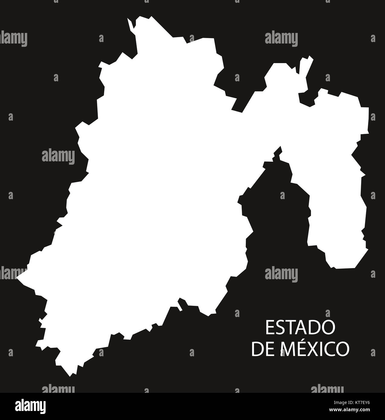 Estado De Mexico Map black inverted silhouette Stock Photo