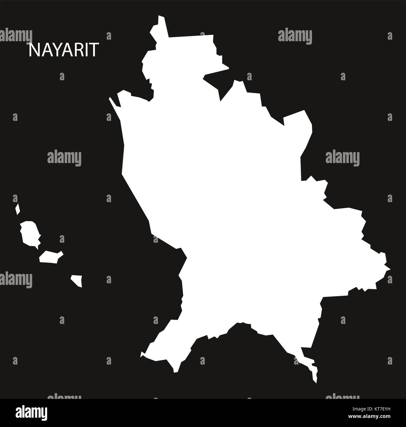 Nayarit Mexico Map black inverted silhouette Stock Photo Alamy