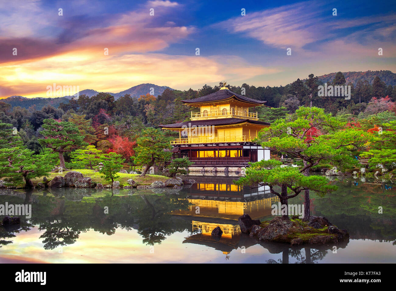 The Golden Pavilion. Kinkakuji Temple in Kyoto, Japan. Stock Photo