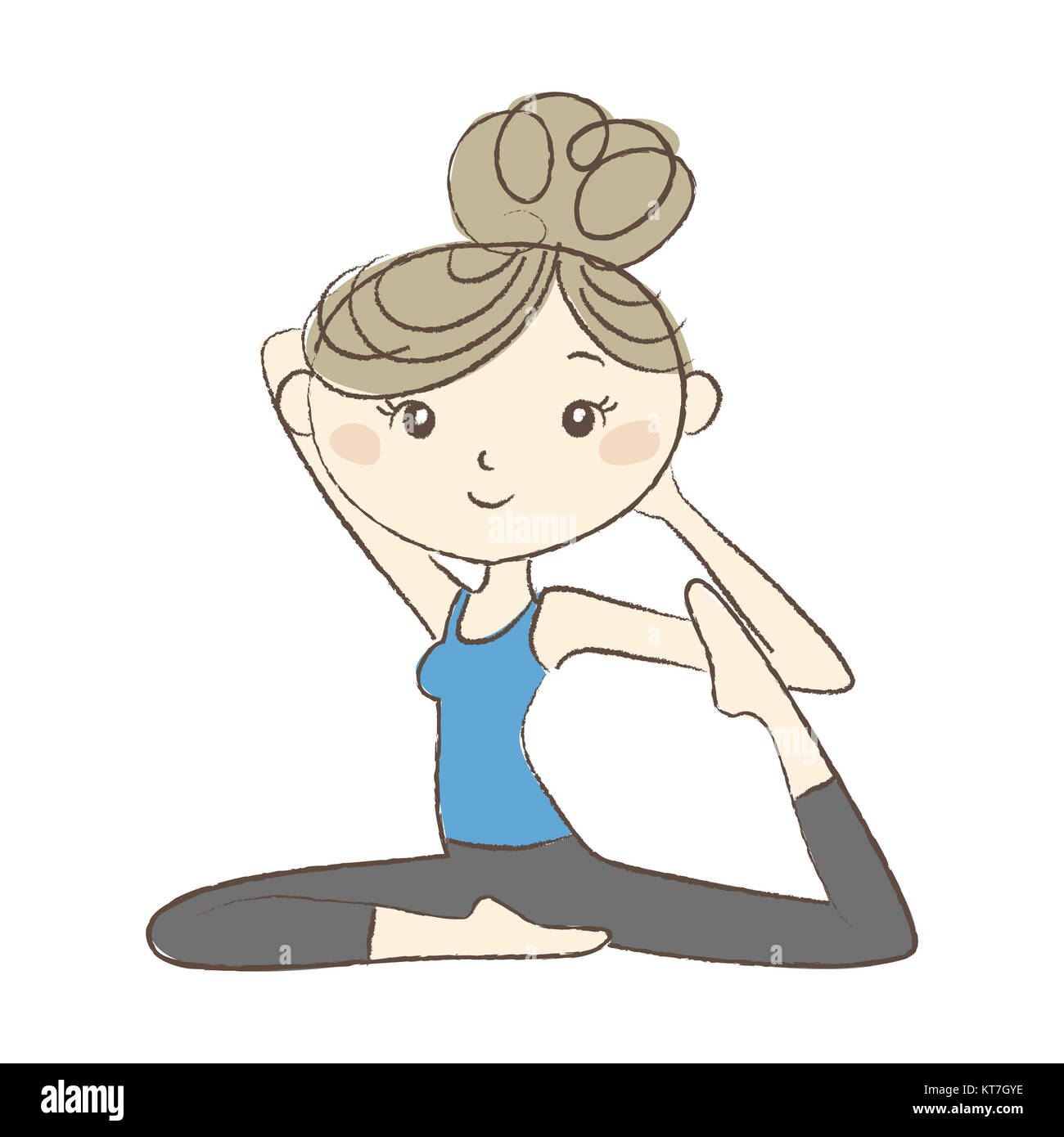 Yoga exercise, woman in pigeon pose Stock Photo