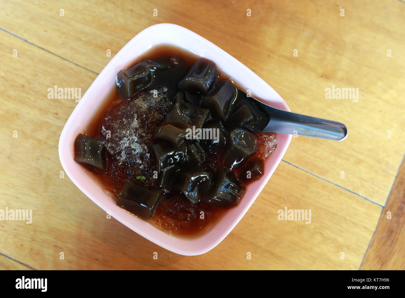 Grass jelly, Black jelly,Thailand dessert. Stock Photo