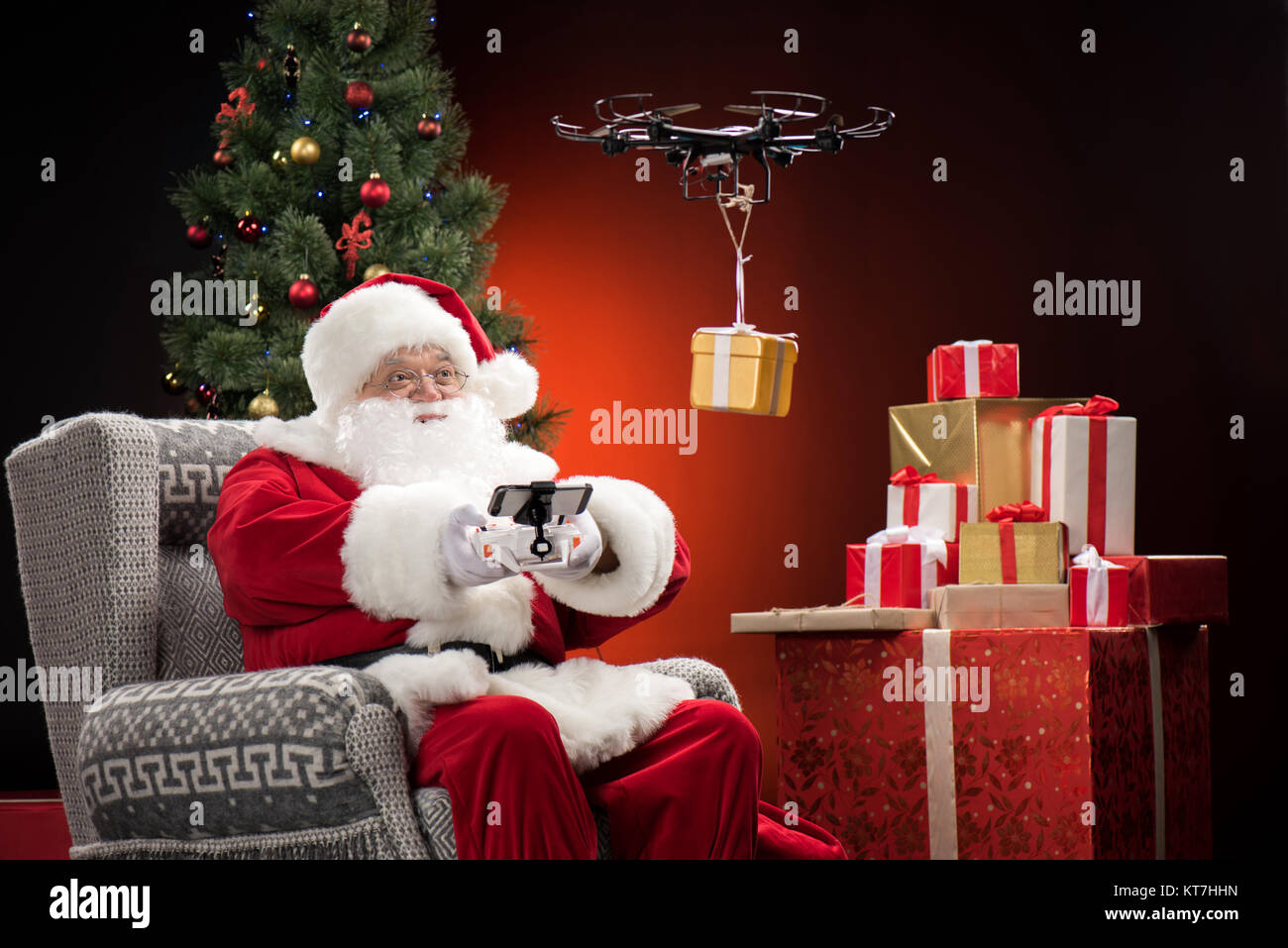 Santa Claus using drone Stock Photo - Alamy