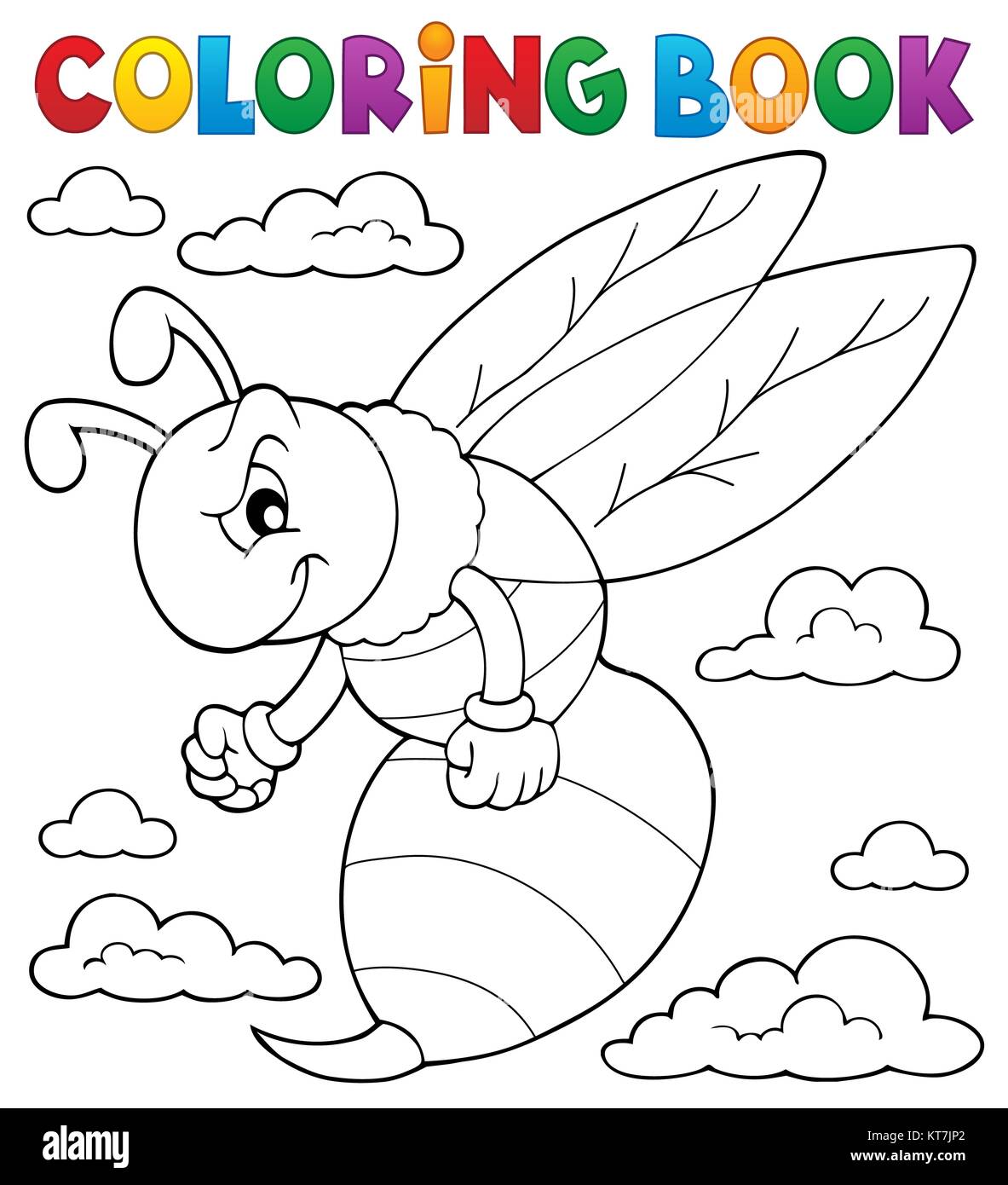 Coloring book wasp theme 1 Stock Photo