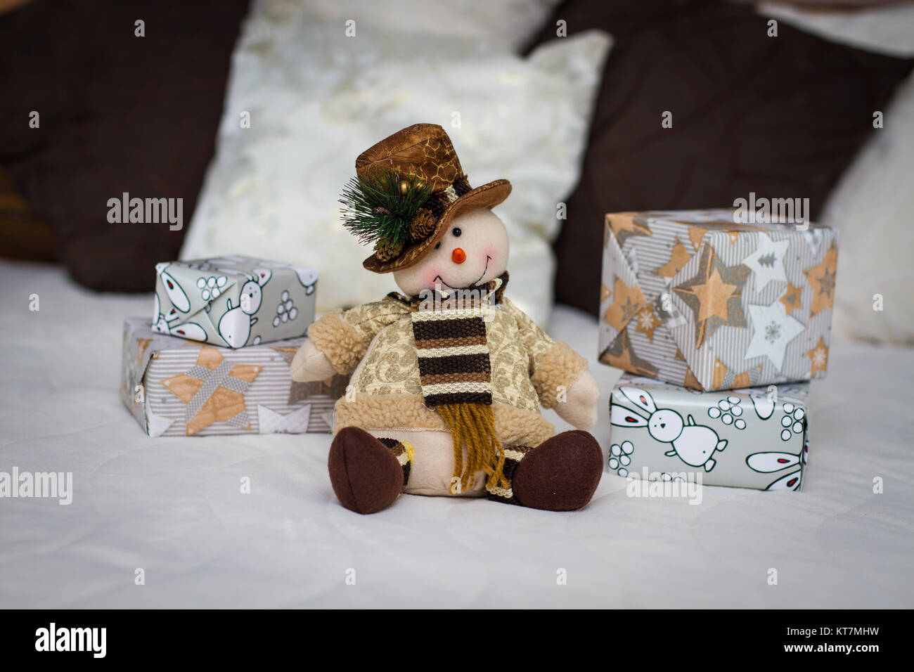 Snowman. Christmas decoration with Christmas toys Stock Photo