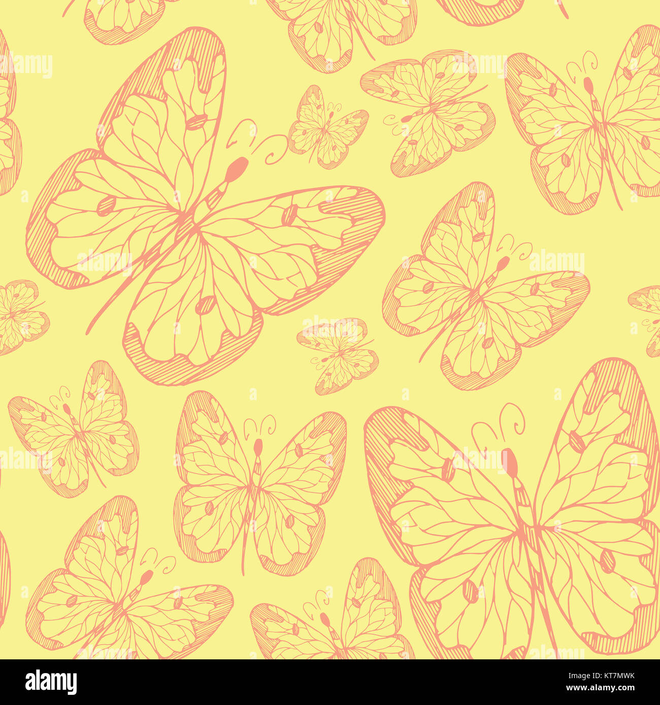 Seamless abstract pattern background with flying hand drawn butterflies ...