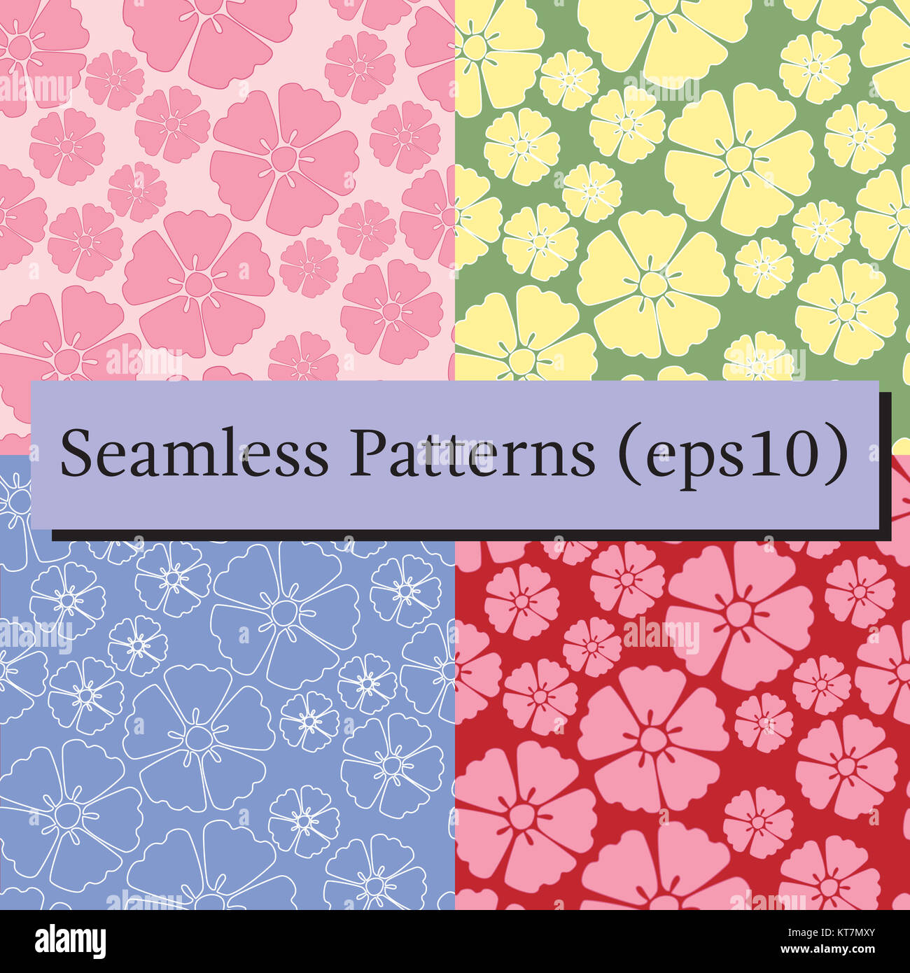Cherry blossom sakura seamless pattern background set Stock Photo - Alamy