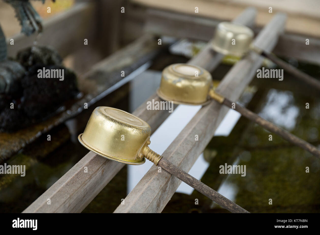 Japanese water ladle in temple Stock Photo Alamy
