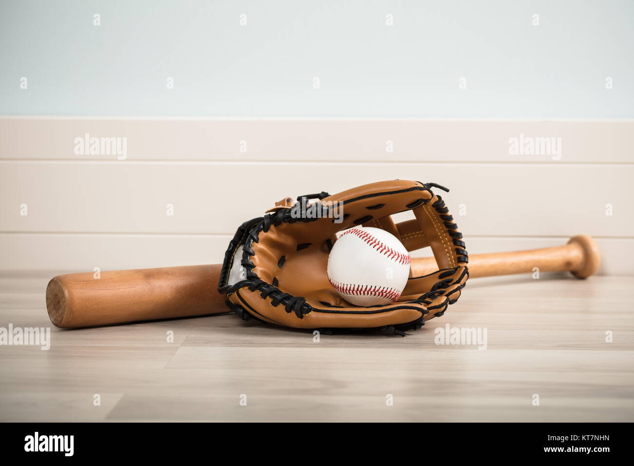 An Baseball Equipment On Floor Stock Photo Alamy