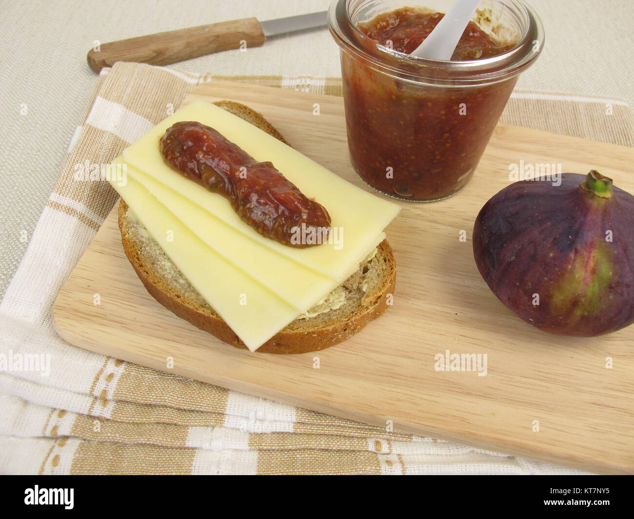 cheese bread with fig mustard Stock Photo Alamy