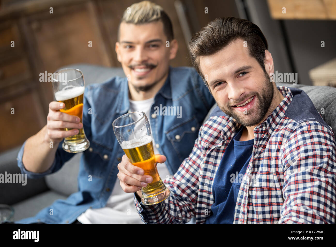 Friends drinking beer Stock Photo