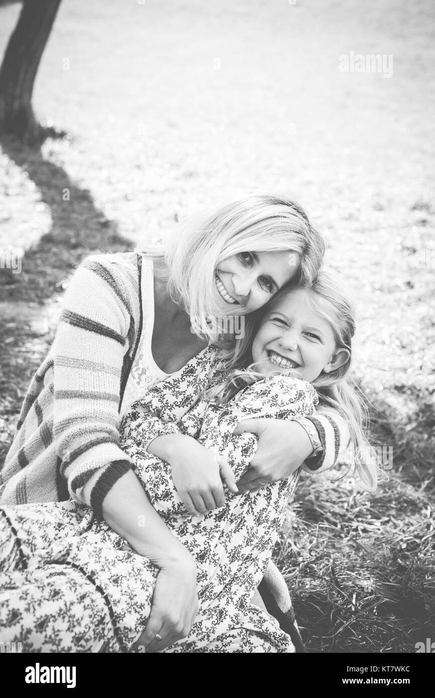 happy mother and daugther outdoors Stock Photo