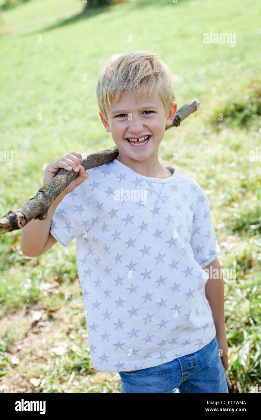 happy young boy oudoors Stock Photo