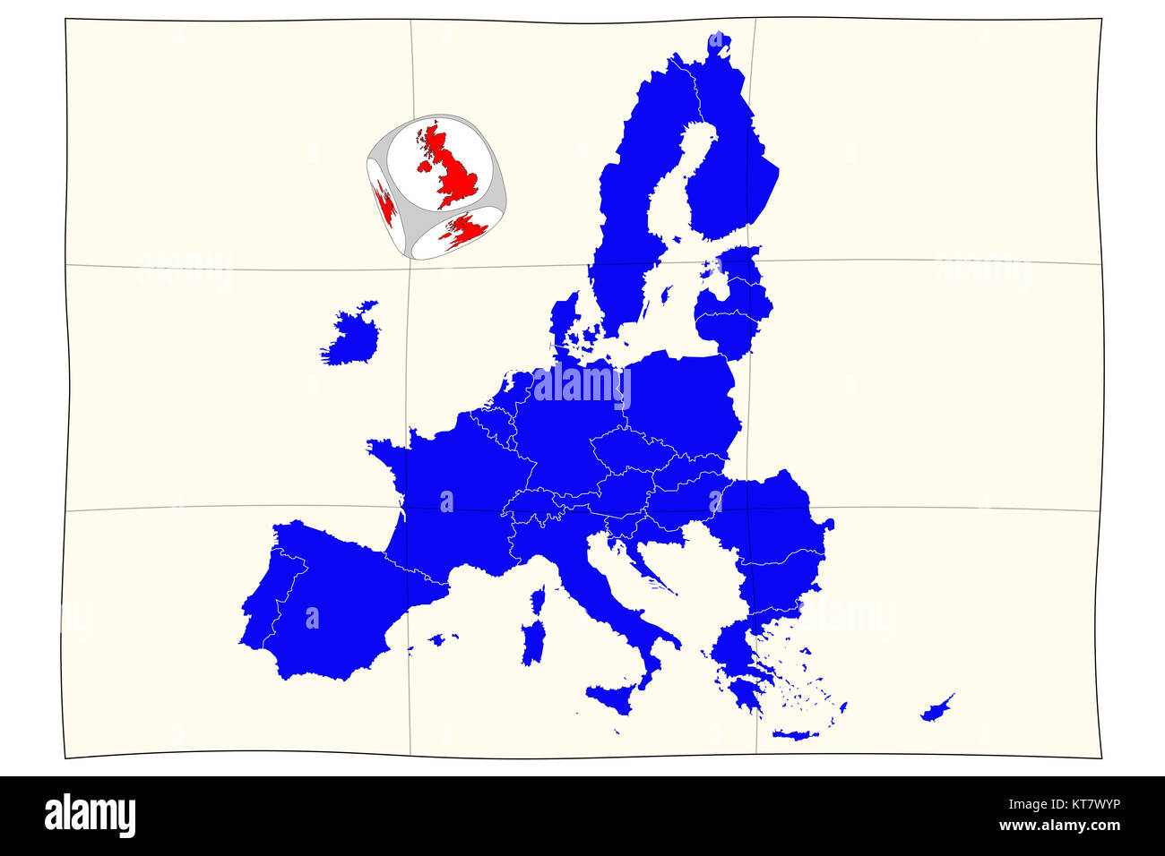Landkarte von Europa mit Brexit Würfel Stock Photo