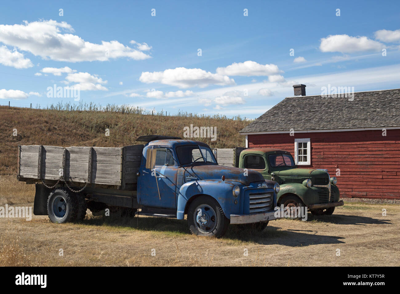 GMC 9500 vintage farm truck at Bar U Ranch National Historic Site Stock Photo